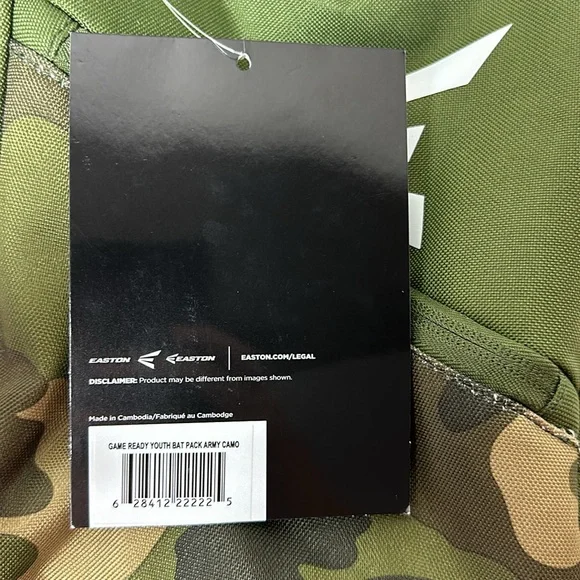 NWT Easton Game Ready Youth Green Camo Baseball Equipment Backpack Bag - Picture 8 of 11